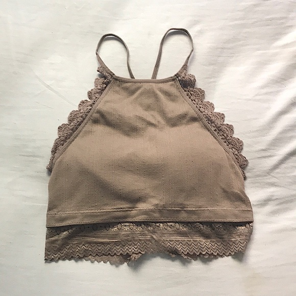 fornia Tops - Fornia cropped fitted tank top for women. dark tan color. s/m size.